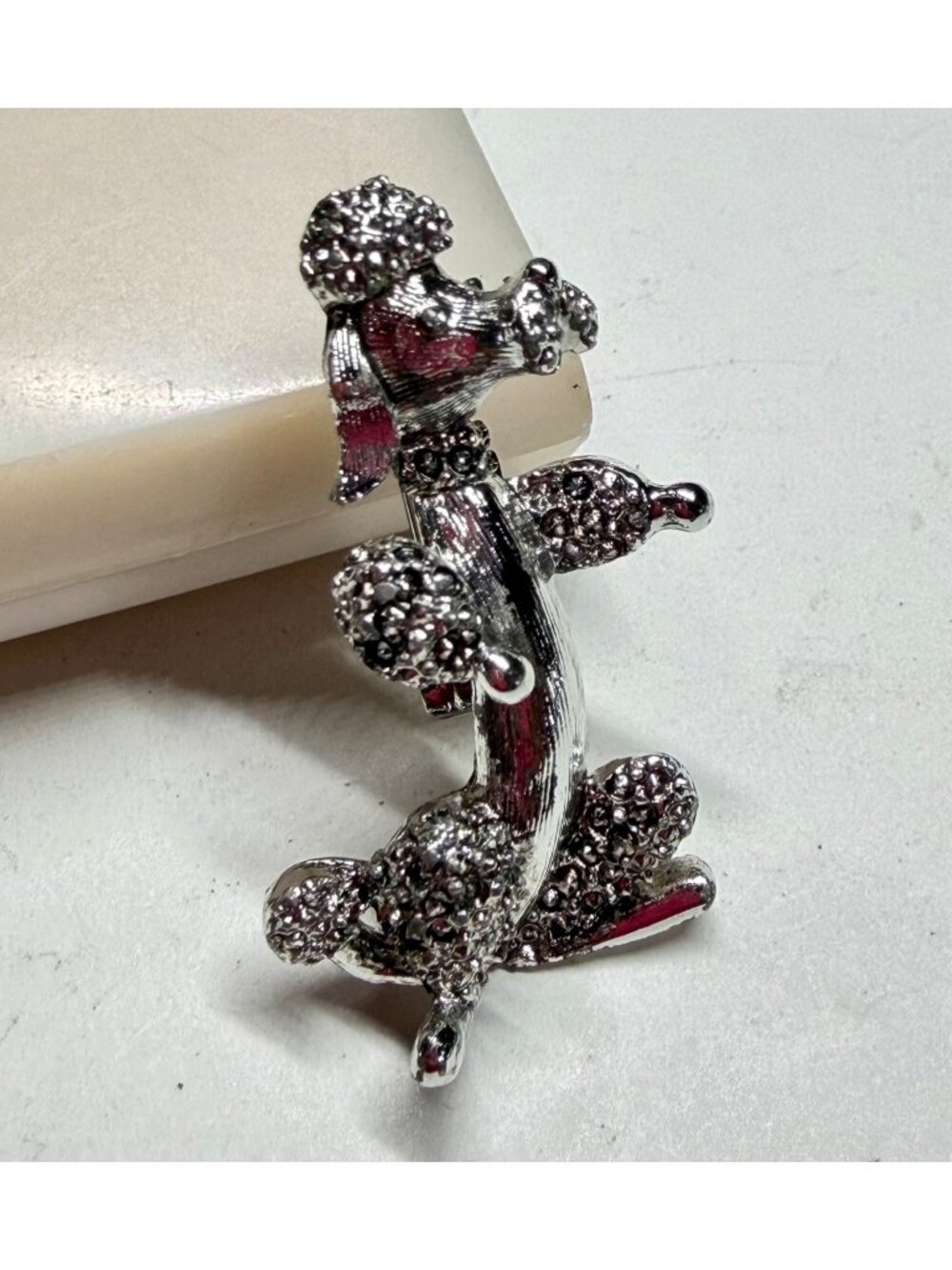 Gerrys Vintage Silver-Tone Poodle Brooch With Dimensional Accents